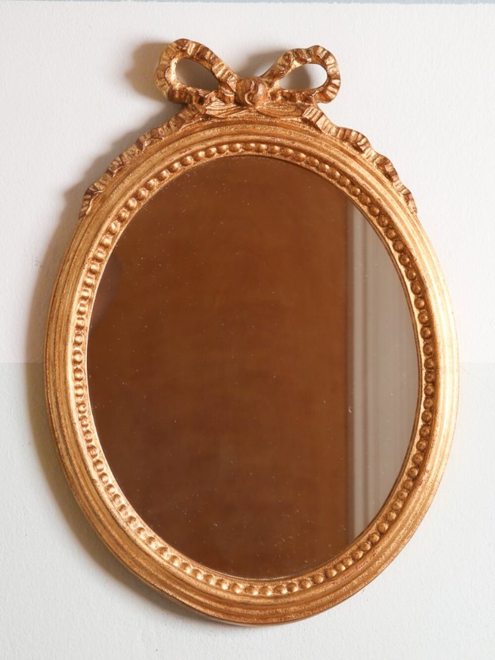 Vintage Italian Florentine Gilded Gold Cascading Ribbon Bow Mirror Hand Made